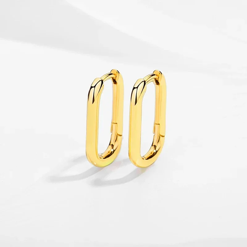 ต่างหูห่วงเงินแท้ 925 ทรงเรขาคณิต ขนาดใหญ่เล็ก สำหรับผู้หญิงผู้ชาย แบบโซ่ วงกลม ต่างหูแบบ Huggie เครื่องประดับสไตล์เกาหลี