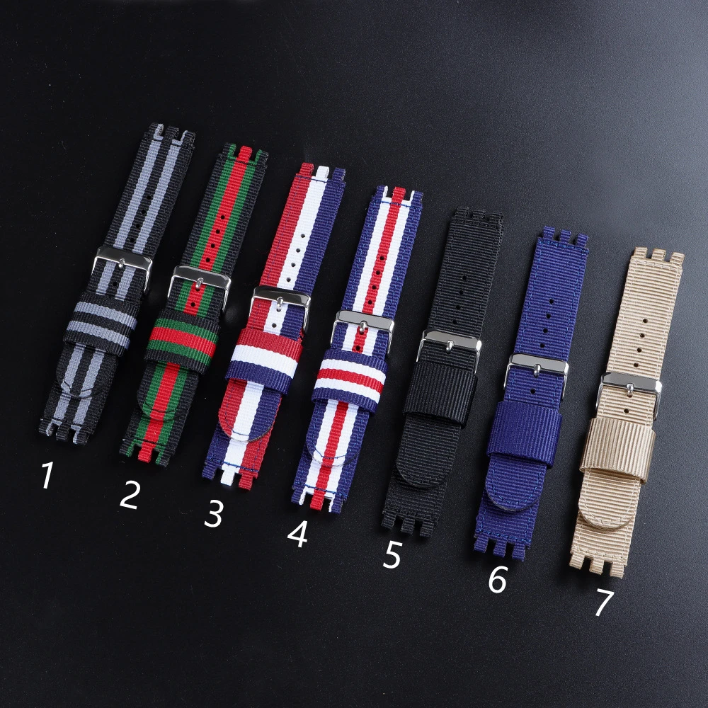 حزام الساعات لساعة اليد من النايلون مقاس 17 ملم 19 ملم 20 ملم