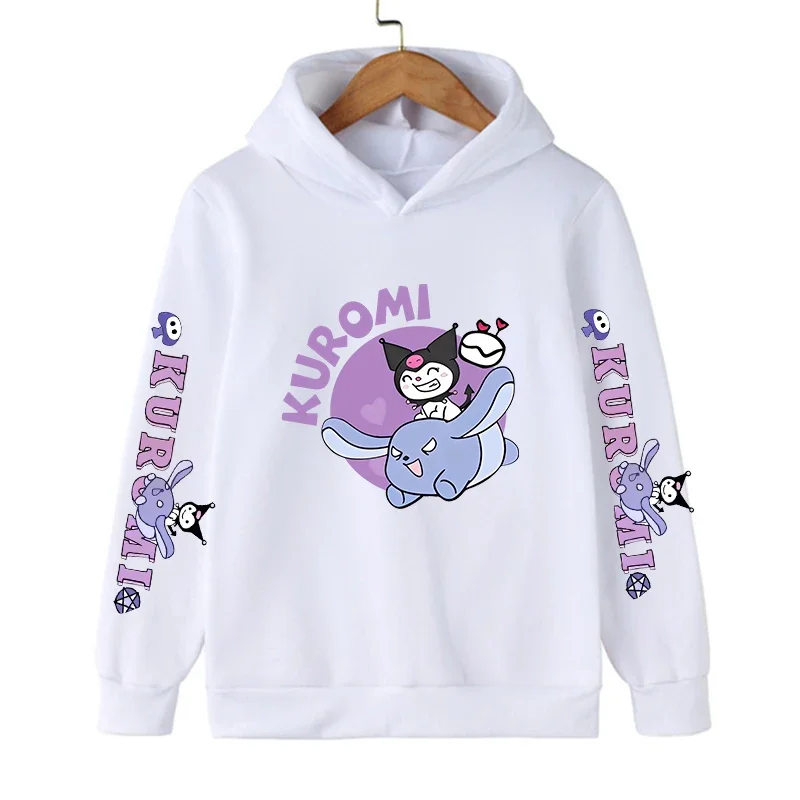 

Sanrio Kuromi cartoon cute printing girls fleece hoodie children's fall and winter casual comfortable warm hooded sweatshirt