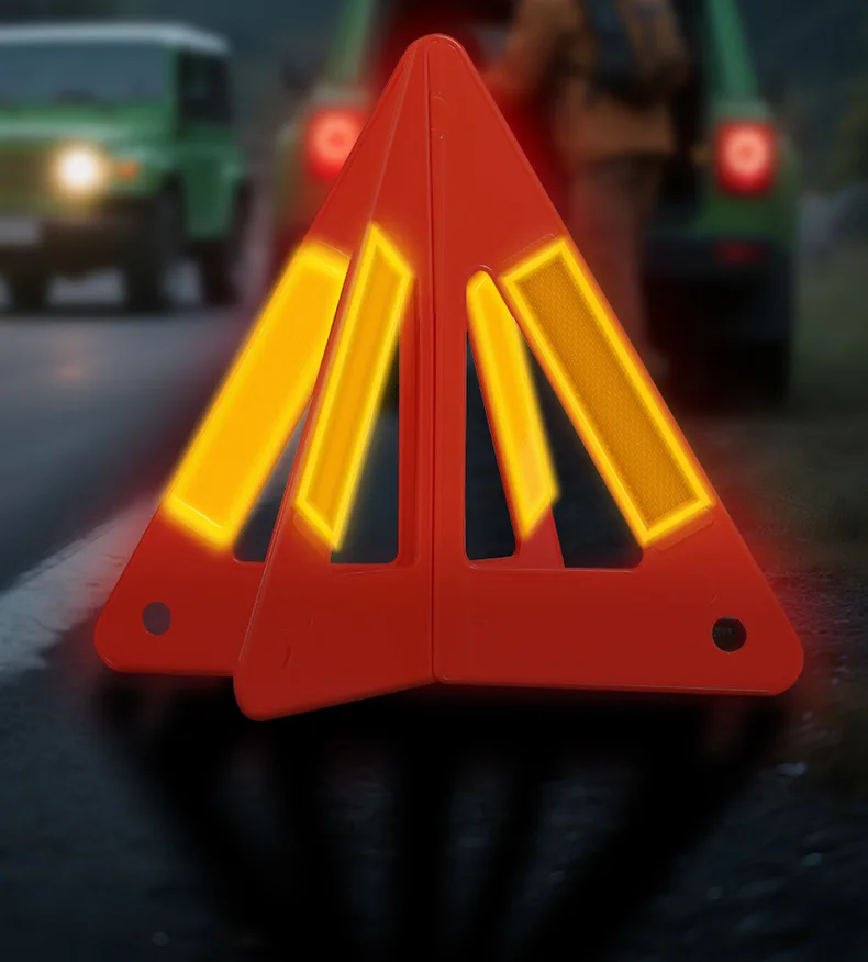 car folding tripod warning sign, accident parking long-distance reflective sign light, car emergency safety accessory