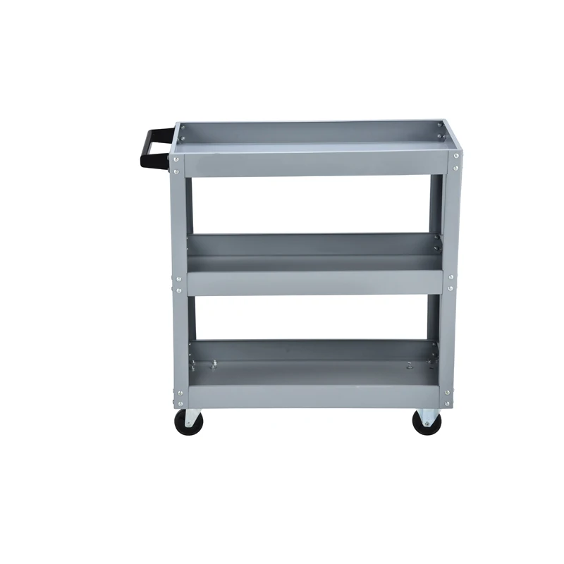 3 Tray Rolling Metal Tool Trolley Transport Cart For Storage Tools