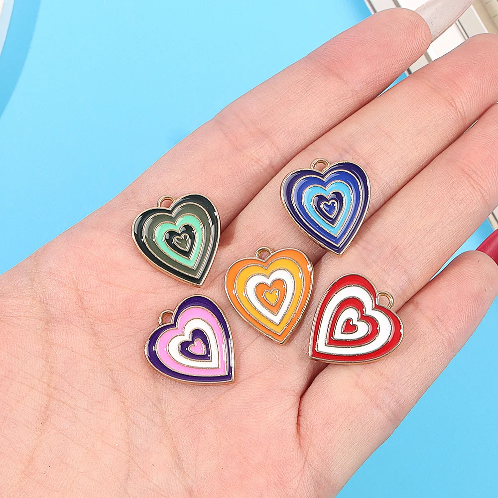 2/7/14/32/62pcs Multi-color Oil Drop Heart-shaped Pendant Used for DIY Accessories ChristmasThanksgiving Halloween Accessories