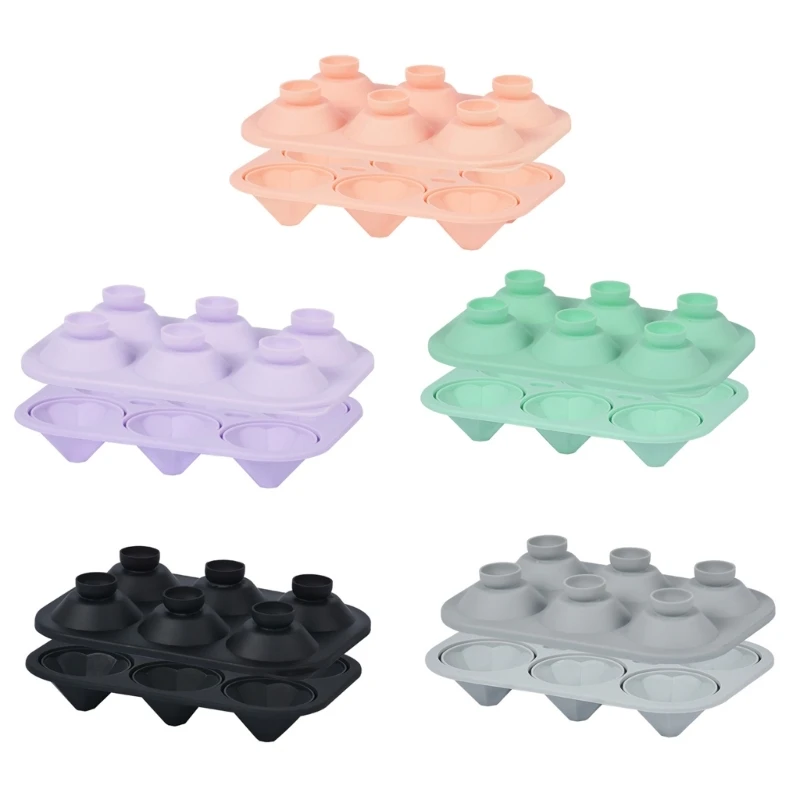 

2024 New 6 Grid Silicone Cube Mold Diamond Shape Ice Cube Tray DIY Ice Cube Maker for Whiskey Cocktail Wine Ice Block Mold Maker