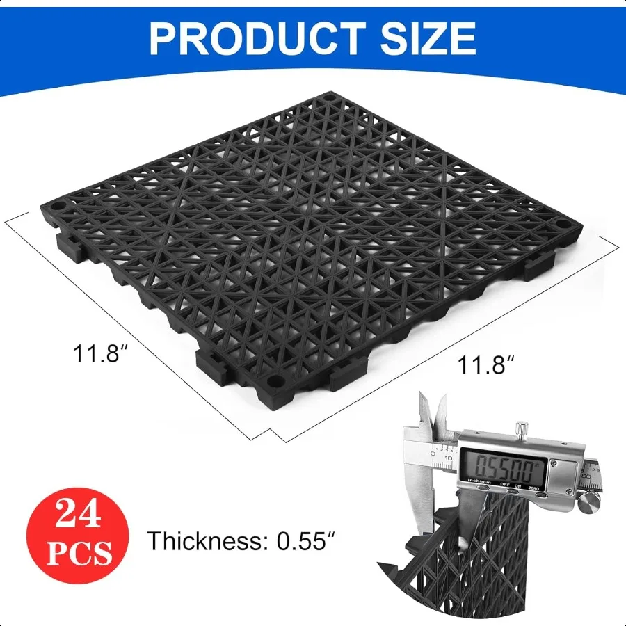 وسادة متشابكة معيارية 24 حزمة 11.8 بوصة × 11.8 بوصة من بلاط الأرضيات المطاطية غير القابلة للانزلاق لعرض سطح السفينة في الهواء الطلق #2
