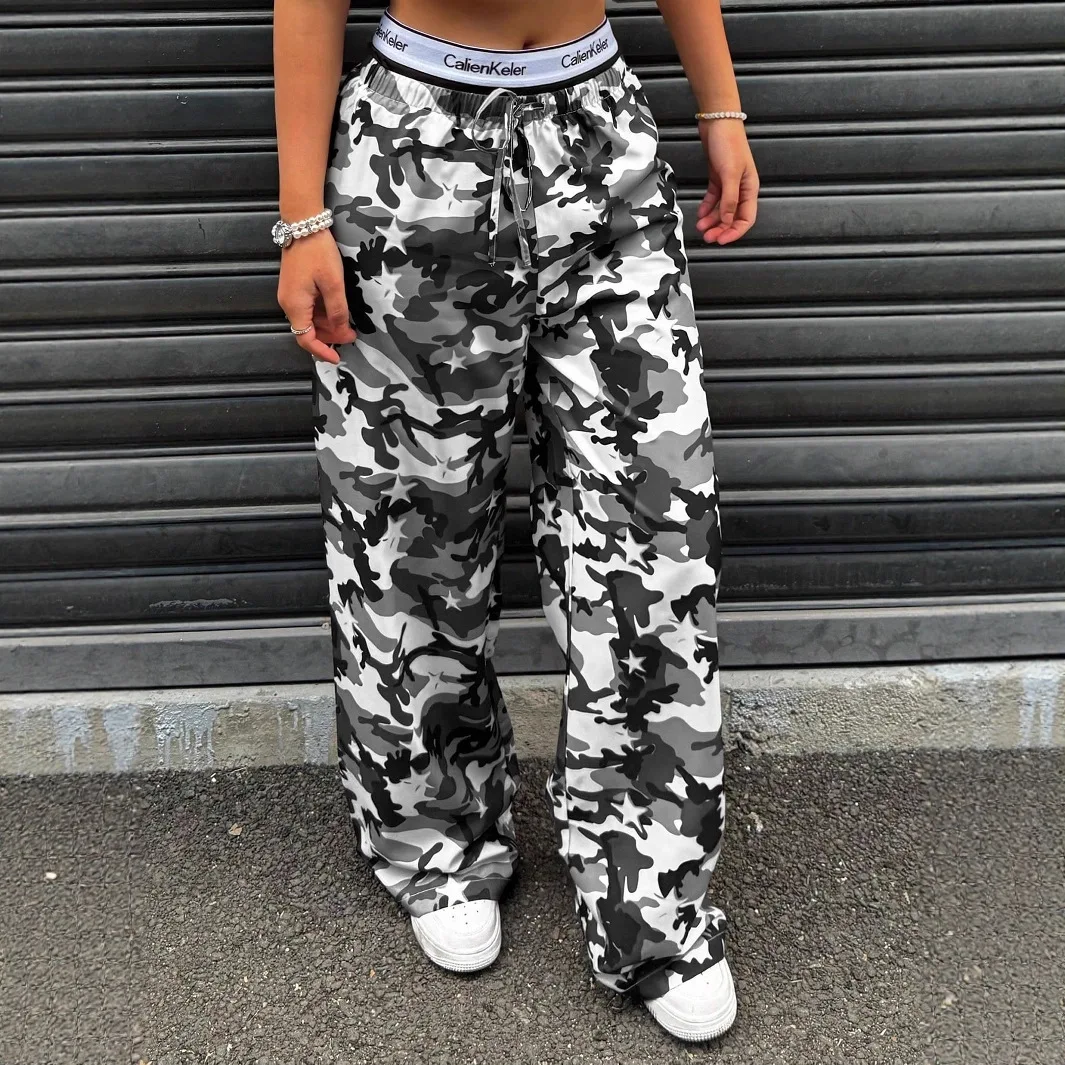 Europe and the United States 2026 new camouflage fashion and thin low-rise straight-leg pants