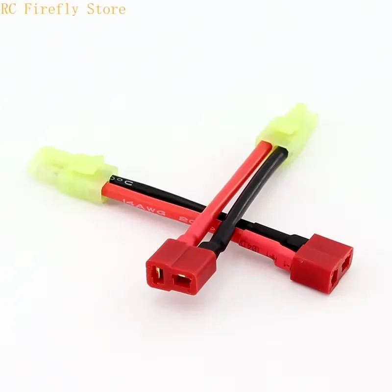 Mini Tamiya Connector to Deans T Plug Adapter Cable 14AWG 100mm Silicone Wire For RC Lipo Battery