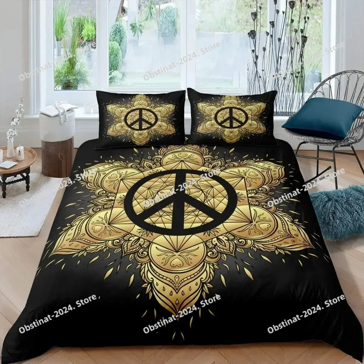 

3D Printed Peace Symbol Bedding Set Duvet Cover Bedroom Comforter Covers Single Twin King ​Size Quilt Cover Home Textile