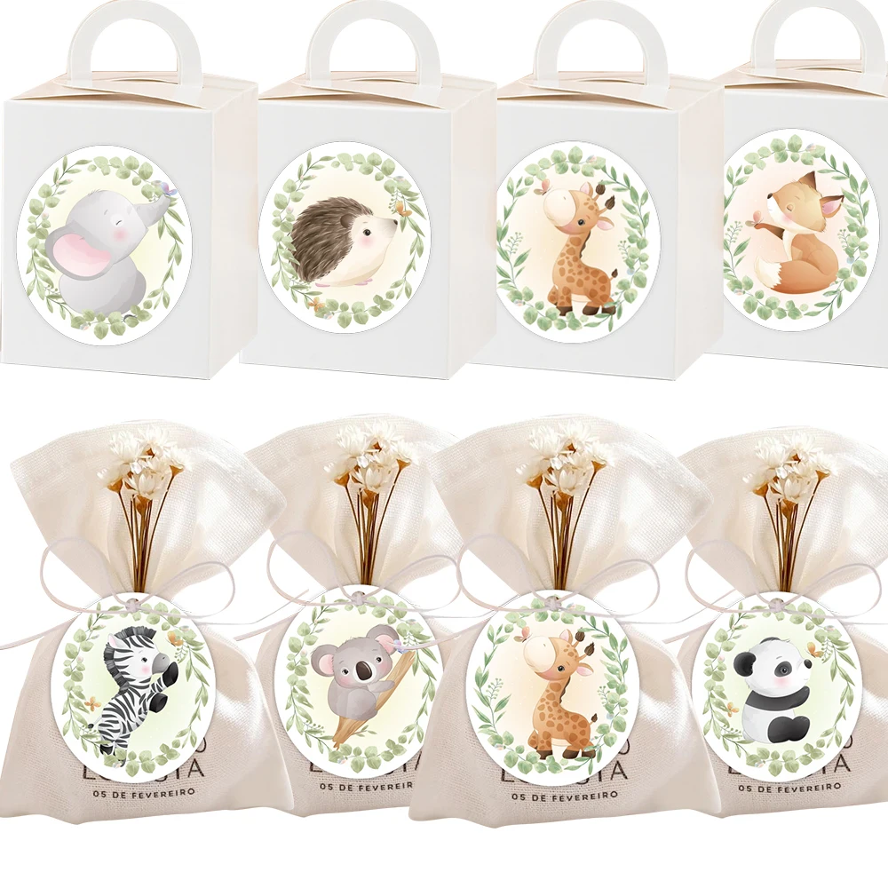48 stücke Karton Tier Handwerk hängen Tags Papier Aufkleber für Kinder Dschungel Wald alles Gute zum Geburtstag Party Dekoration DIY Geschenke Verpackung