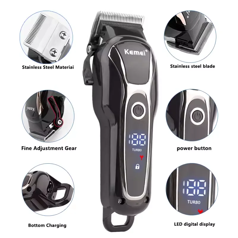 New professional men's hair clipper with high power and long endurance upgraded to silent EU plug rechargeable repair machine