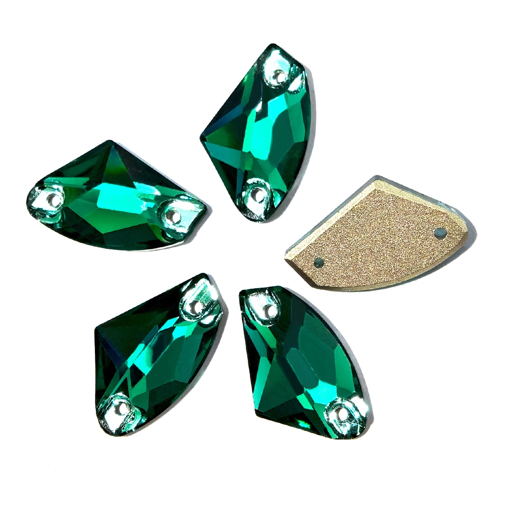Pubrilex Smaragdgrüne Strasssteine, Flache Glas-Kristalle zum Aufnähen, Glitzersteine für Kleidungsdekorationen – Detail 5