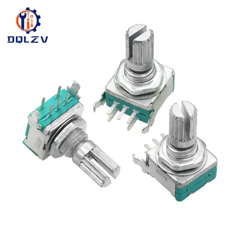 Rätvinklig EC11 360 graders roterande pulsgivare med omkopplare Ljud Digital potentiometer 15MM 20MM 5PIN Tryckknapp Kodningsvred 8 best sales kodarens vred - №5