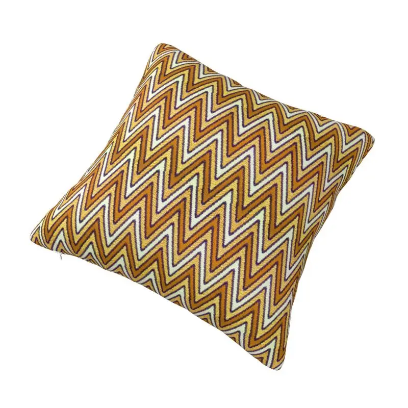 Custom Orange Chevron Retro Pattern Pillow Case 40x40cm Cushion Cover Decoration Salon Square Pillowcase