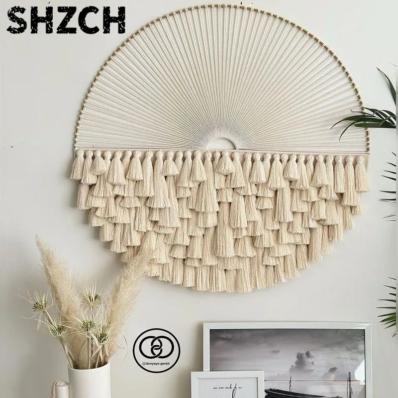‌Boho Nordic Macramé Round Tapestry, Handwoven Wall Hanging Decor for Home, Bedroom, Hotel, Modern Boho Chic Art Piece