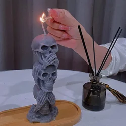 Horror Skull Candle Mold DIY Handmade Ghost Head Aromatherapy Candle Home Halloween Party Decoration