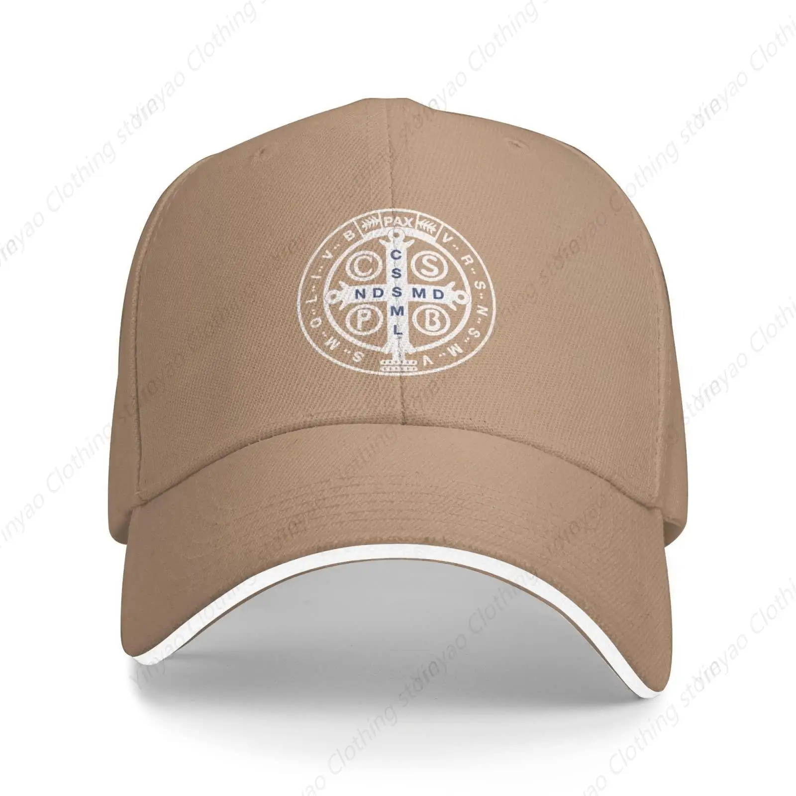 

St. Benedict Medal Baseball Hat Classic Adjustable Truck Hat Natural Outdoor Activity Sandwich Duck Tongue Hat