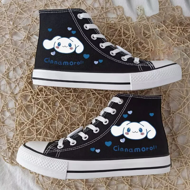 

Весенне-осенние высокие парусиновые туфли Sanrio Cinnamoroll, женские повседневные универсальные туфли с героями мультфильмов в стиле аниме, подарок на фестиваль