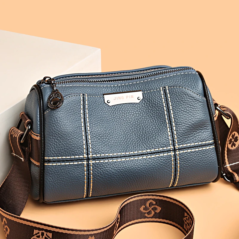 2024 Authentic Top layer Cowhide Women\'s Shoulder Bag Girl Business Shopping Bolsos Luxury Designer Female Messenger Bags Sac