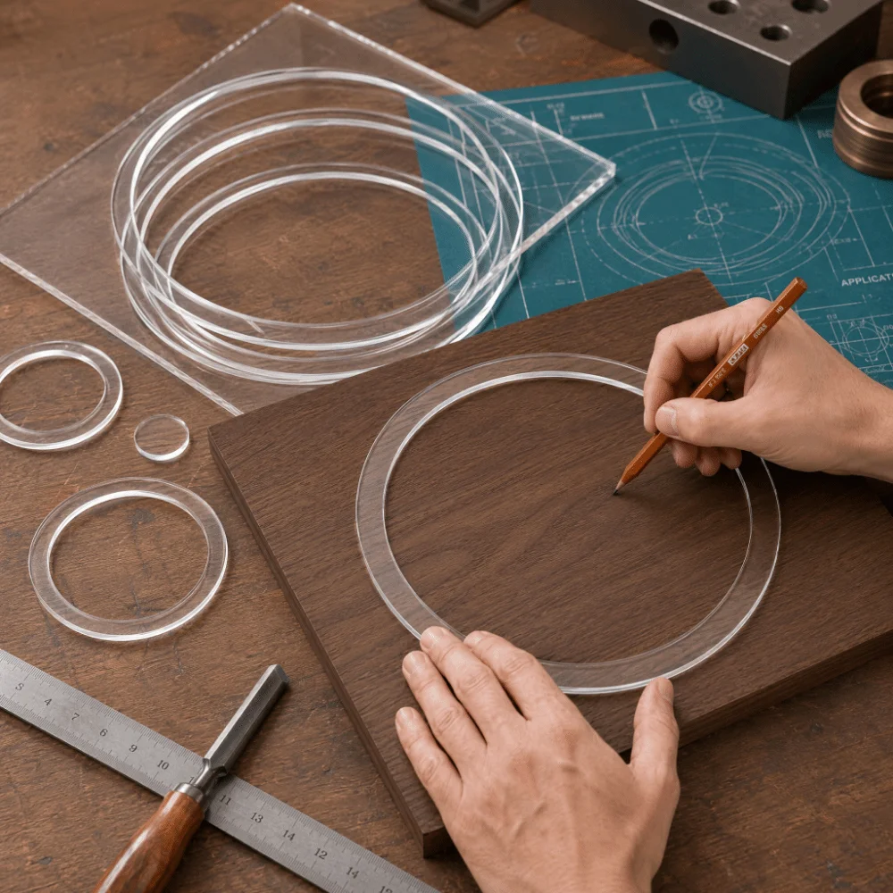 Picture 3: 9Pcs Transparent Acrylic Router Template Set Round/Square Tracing Guides Ring Quilting Template Durable Reusable