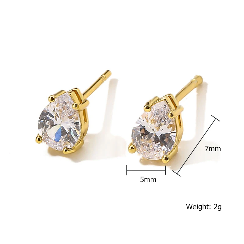 ZAKOL Pear Cut Solitaire White Zircon Mini Stud Earrings Exquisite Crystal Water Drop CZ Earring Jewelry Gift for Women Girls image 5