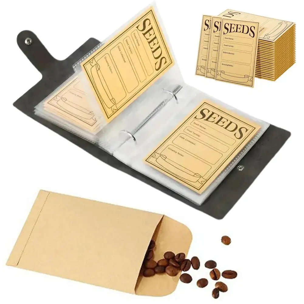 Seeds Storage Organizers, Garden Seed Organizer Binder ,Seed Packet Organizer, with 50pcs Self-Sealing Seed Envelopes