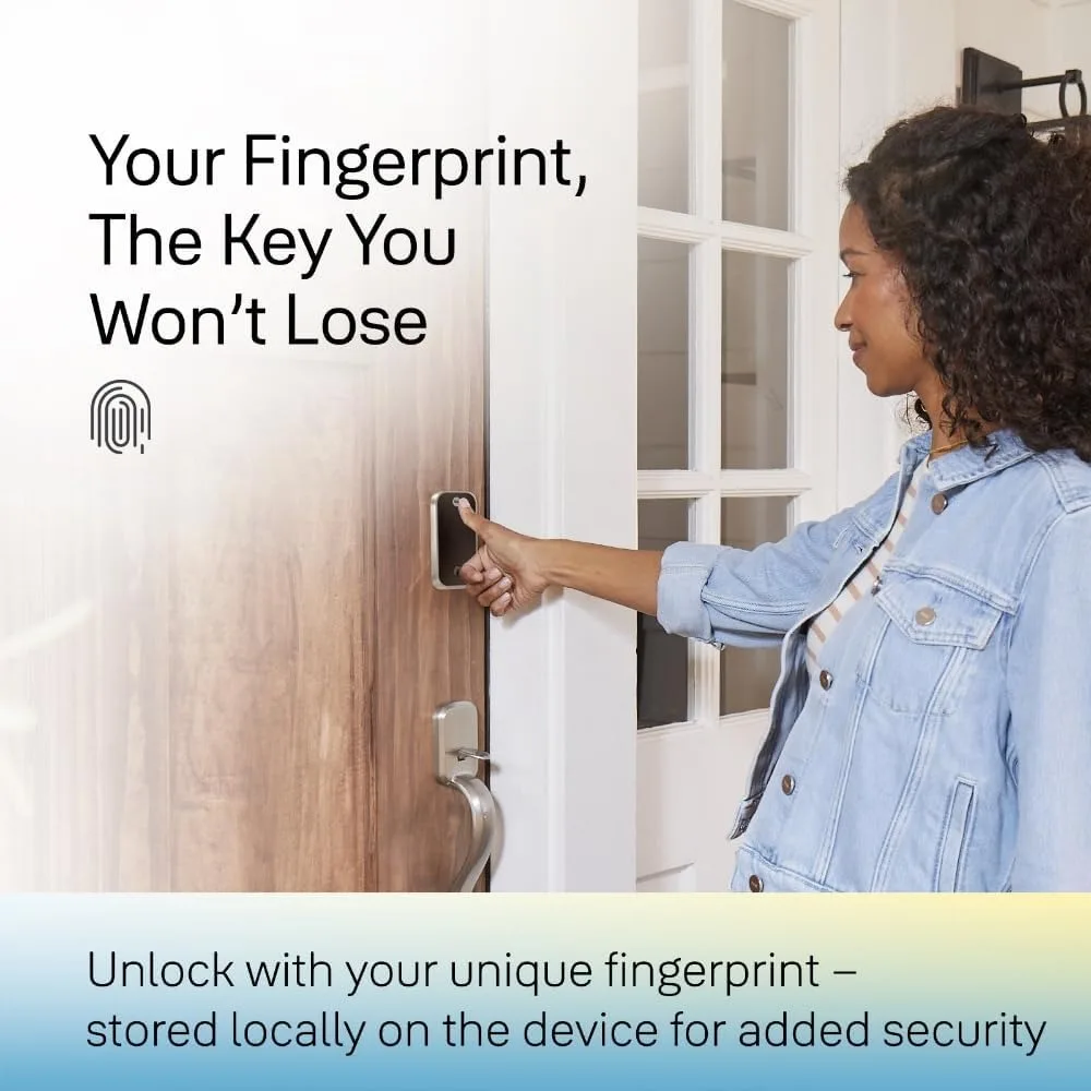 Assure Lock 2 pêne dormant tactile, serrure de porte d'entrée intelligente sans clé en daim noir avec clavier connecté Bluetooth et numérisation d'empreintes digitales