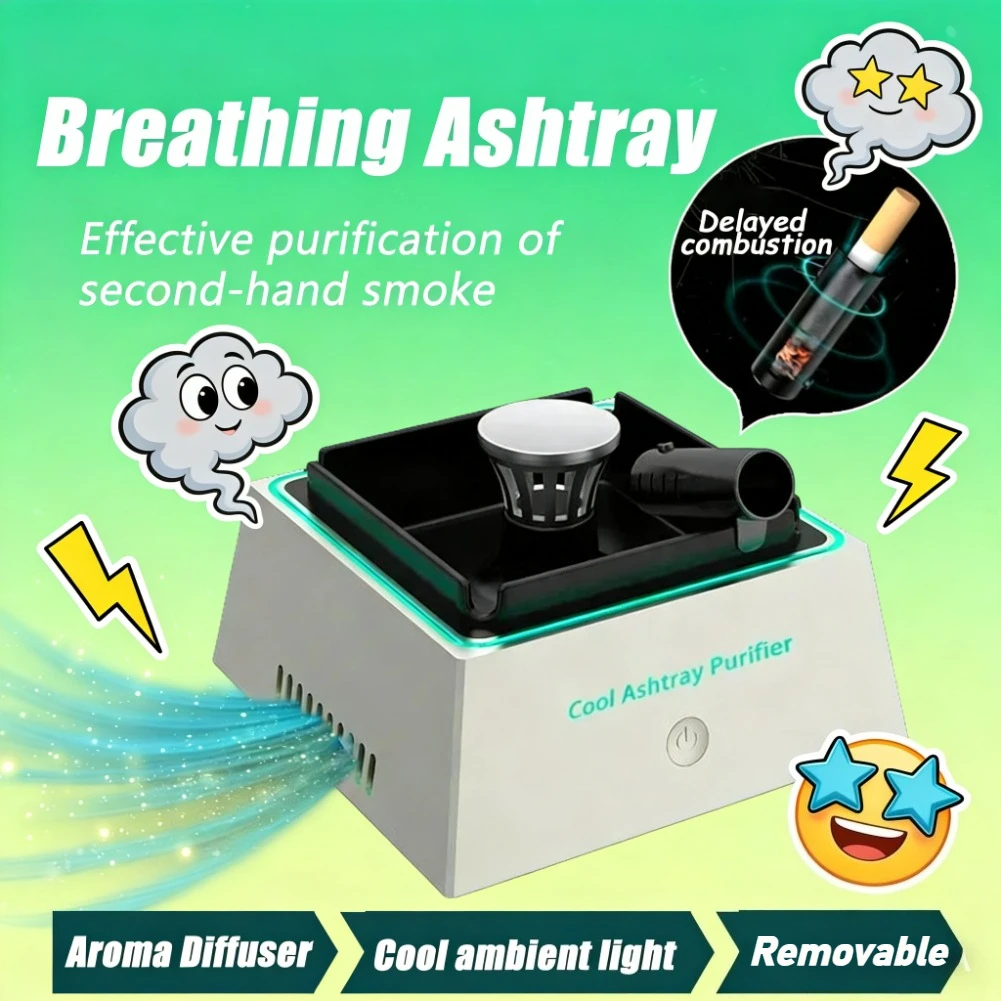 With Atmosphere Light Smart Air Purifier Ashtray for Filtering Second-Hand Smoke From Cigarettes Remove Odor Smoking Accessories