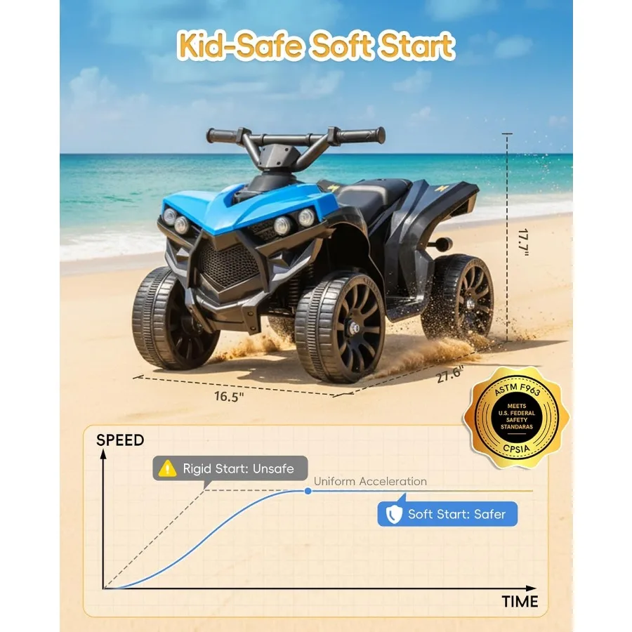 Ride on Toys for Toddlers 1.5-4 ATV with Play Time Up to 70 Minutes 4 Wheeler Quad Electric Car with Safe 1.8MPH Speed Driving