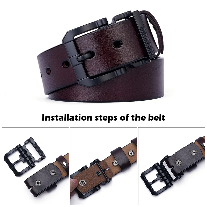 Luxury Designer Belts for Men Vintage High Quality Cow Spilt Genuine Leather Pin Buckle Waist Strap Belt for Jeans