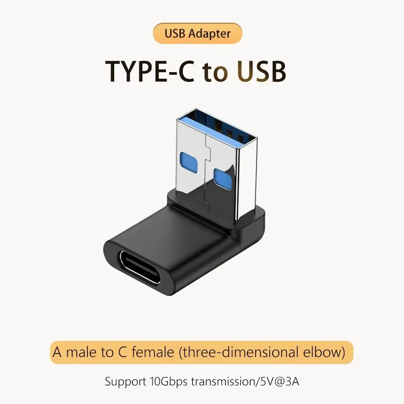 1/3/5PCS 90 Degree Right Up Down Angled USB Male to Type C Female Extension Adapter for Laptop PC Chargers Converter