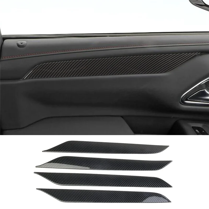 For Chevy Tahoe 2021-2023 Suburban 2020-2023 Car Door Panel Trim Cover Accessories - ABS Carbon Fiber