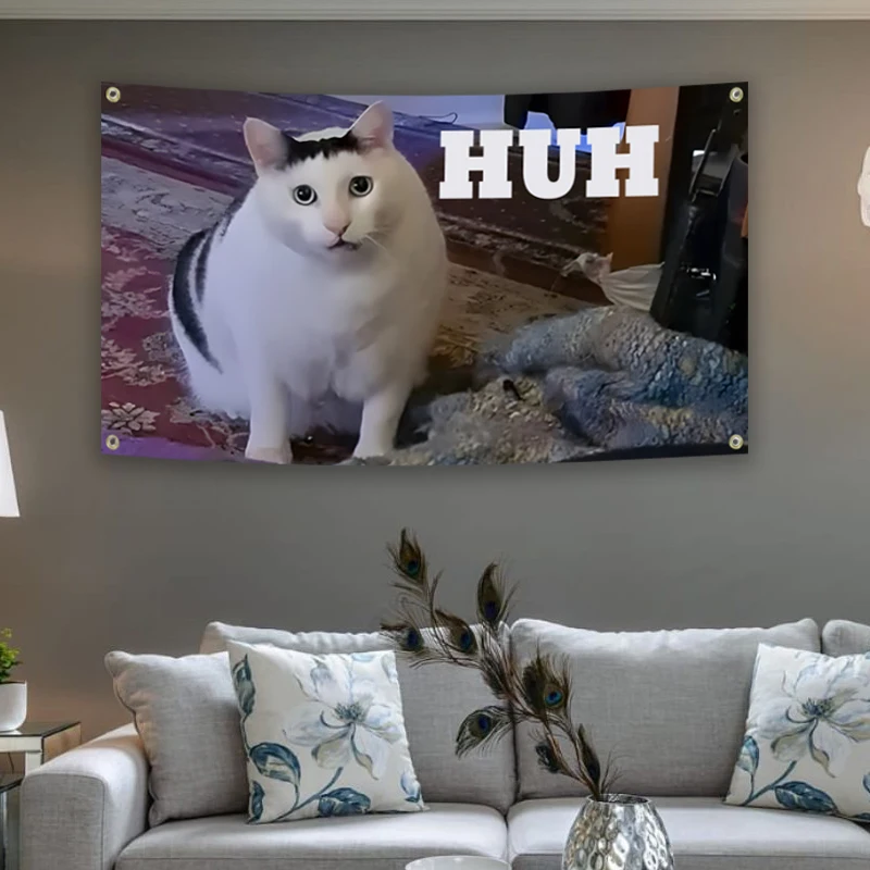 علم ديكور "هوه" كات ميمي، 3x5ft 2x3ft، نمط معاصر، علم للمنزل وديكور الأريكة، علم لطيف #5