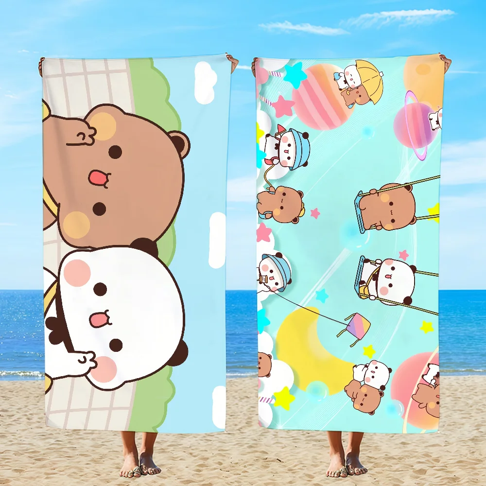 Cute Bubu And Dudu Cartoon Towel Textile Bathrobe Beach Quick-Drying Lightweight Portable Camping Swim Pool Travel