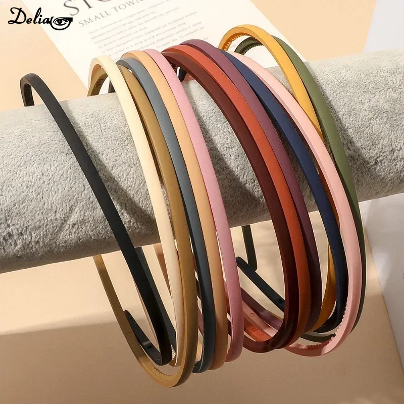 Fashion Hair Band Women Plastic Bezel Elegant Solid Color Thin Edge Toothed Non-slip Hair Hoop Headbands Girls Hair Accessories