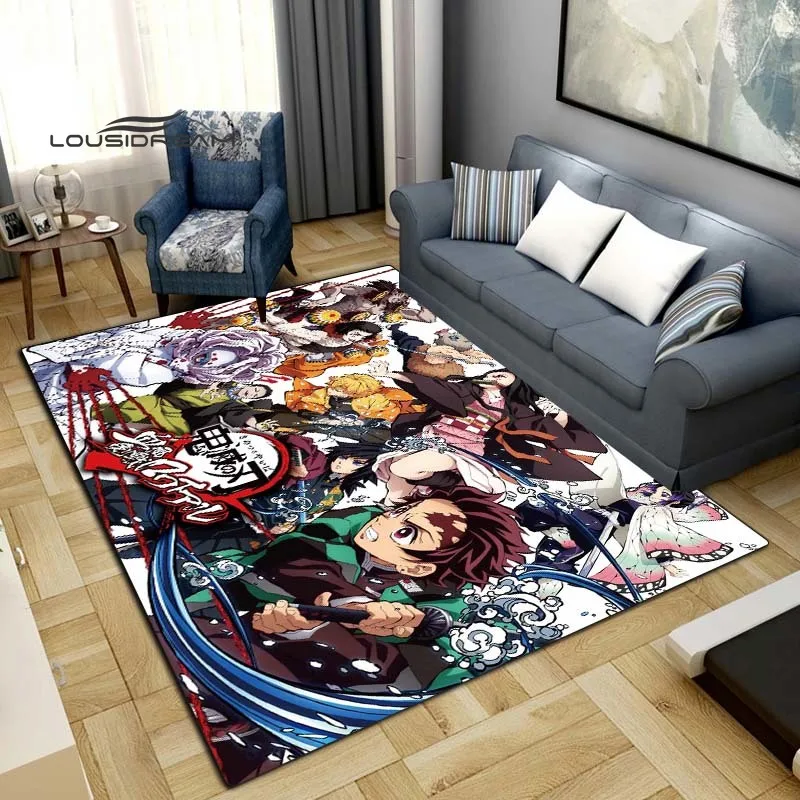 Demon Slayer Fashion Rugs 3D printing Anime Living room Bedroom Large area soft Carpet Home Children's room cute floor Mat