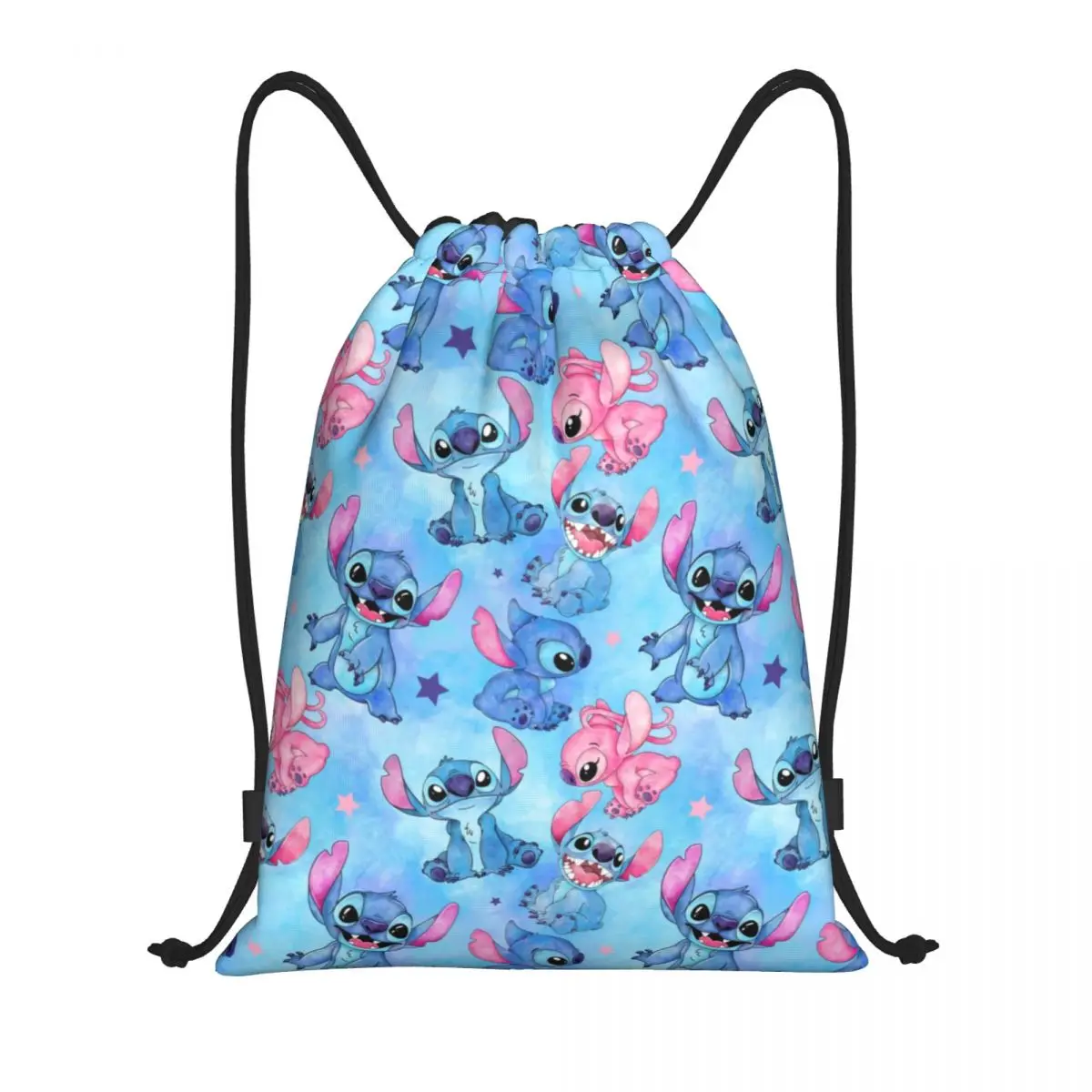 Custom Little Monster Stitch Angel Drawstring Bag Women Men Portable Gym Sports Sackpack Cartoon Shopping Backpacks