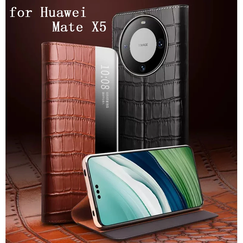 Smart Case for Huawei Mate 60 Pro Carcasa Genuine Leather Phone Cover Mate60rs Funda Skin Mate60pro Magnetic Bag Capa