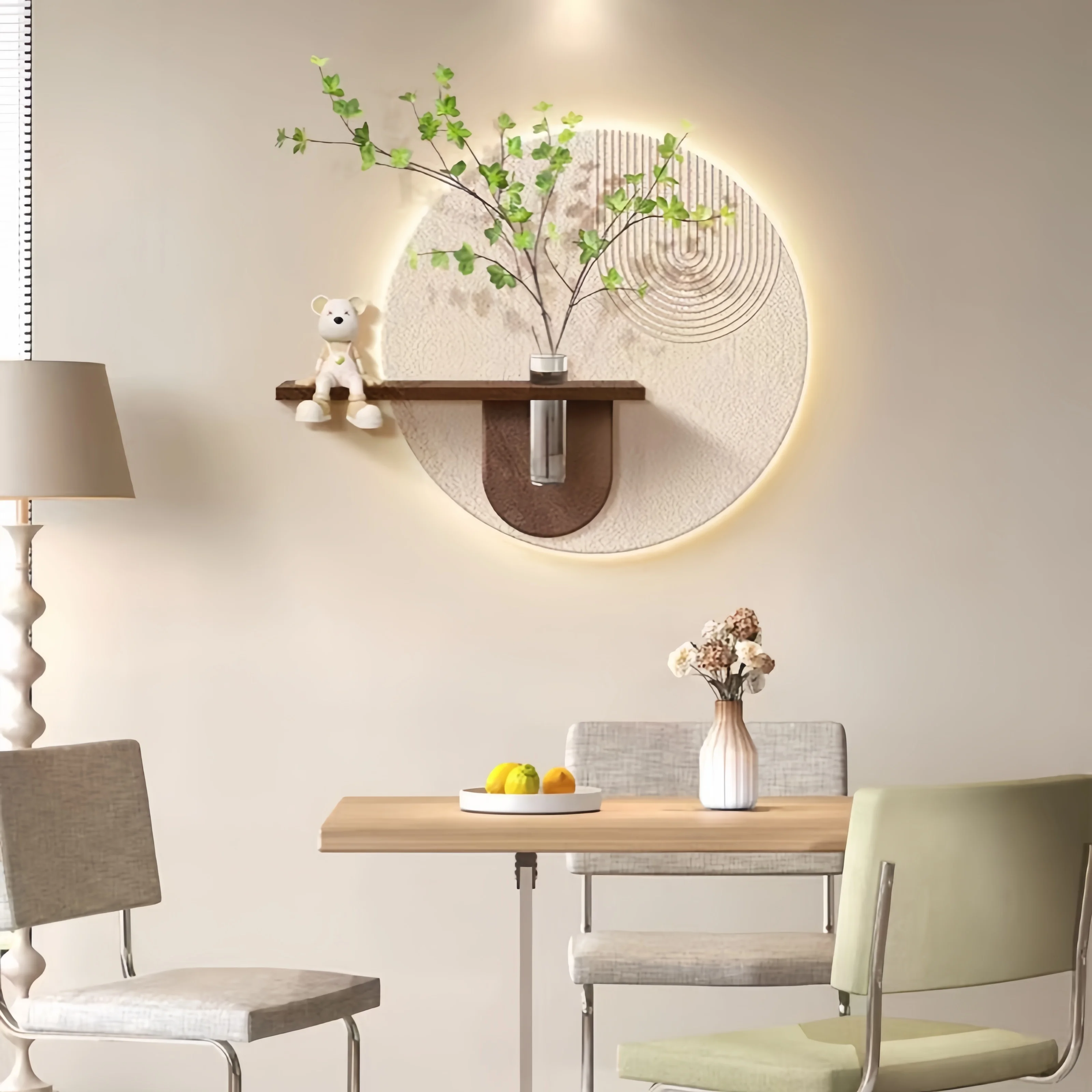 #Advanced Moon Restaurant Decoration Painting Green Plants Sofa Background Wall Hanging Painting