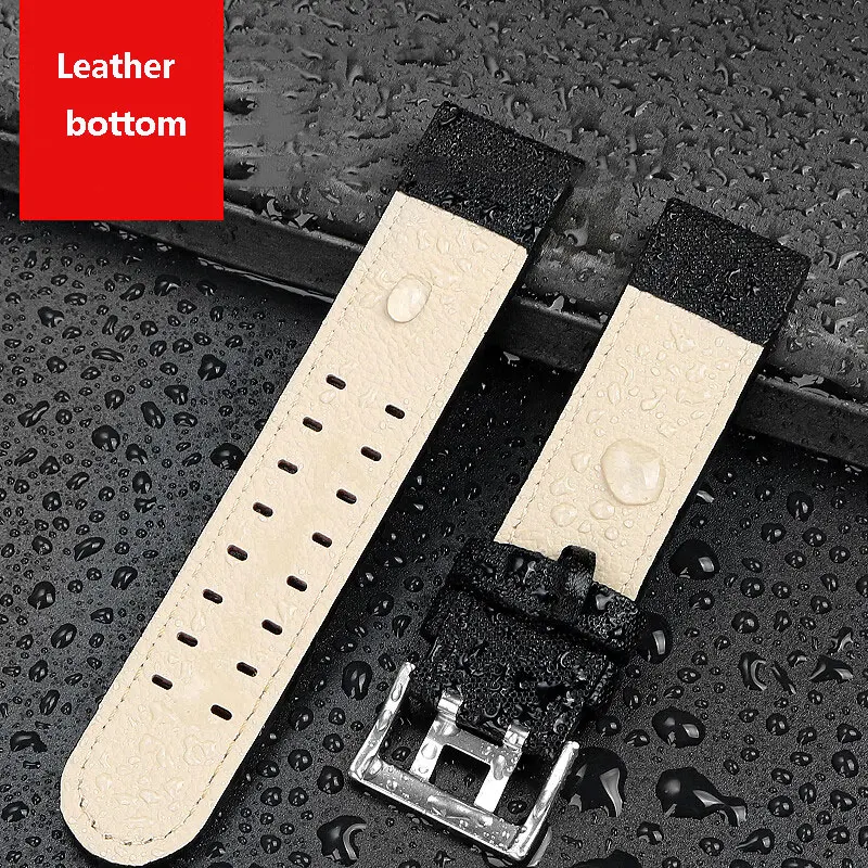 20mm 22mm Nylon Watch Strap for Hamilton Khaki Field Aviation Series H70575733/H68401735/H70575735 Nylon+Lea-ther Bottom Strap