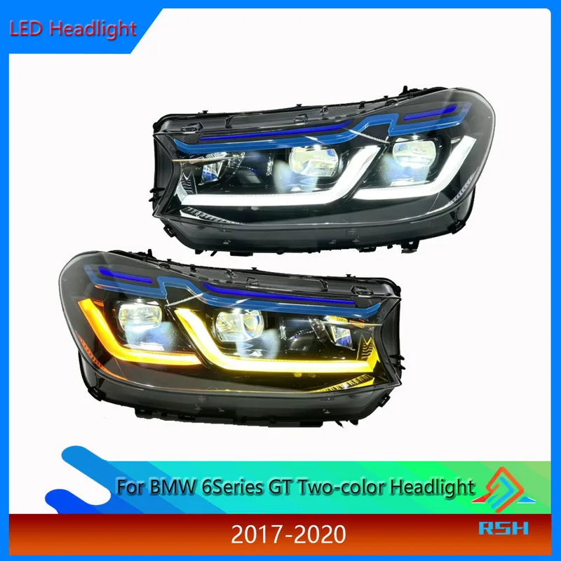 Car Headlight Assembly For BMW 6 Series GT G31 G32 2017-2020 Etrofit With Dual-Color LED DRLs And Projector Lenses Front Light