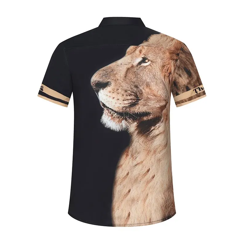 Summer Men's Digital Print Short Sleeve Shirt High Quality Non-ironing Smooth Soft Fashion for Party Banquet Nightclub