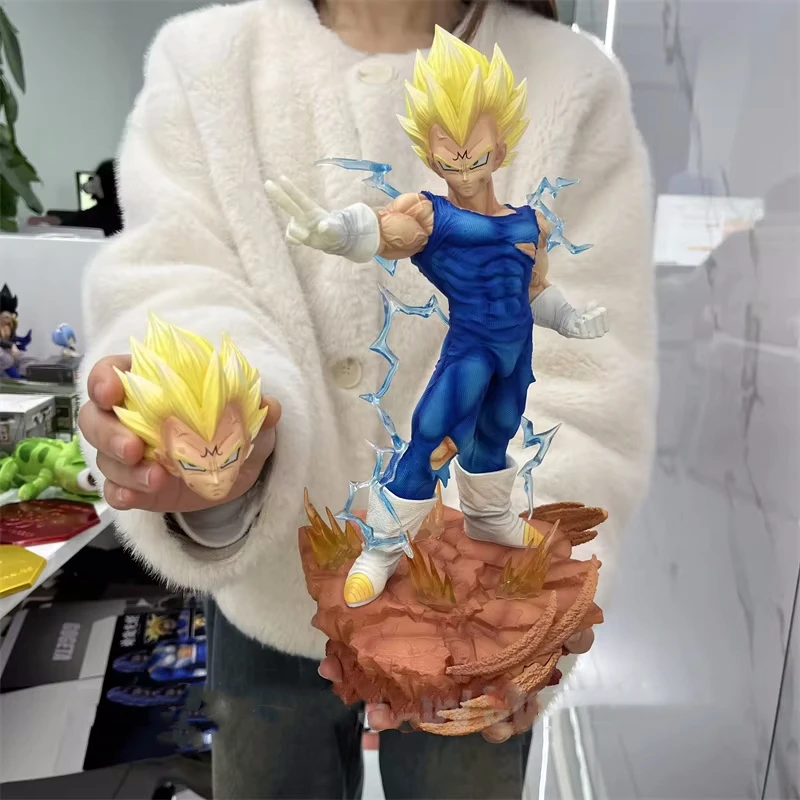 27cm Anime Dragon Ball Majin Vegeta Double Head Action Figures Self-Destruct Super Saiyan Pvc Model Toys Collection Kids Gift