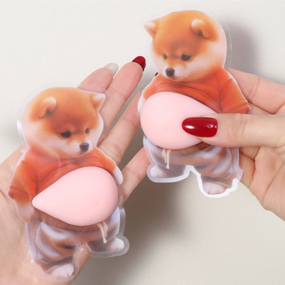 3D Squishy Belly Shiba Inu Silicone Self Sticker Car Door Fidget Stress Relief Decal for Fridge Wardrobe Drawer Home Auto Decor
