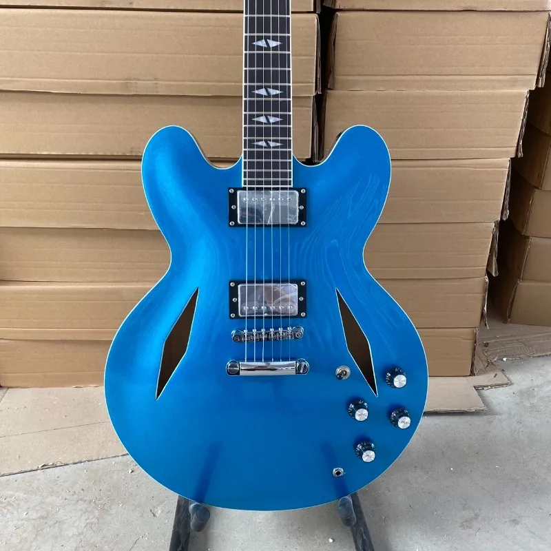 Fine Craftsmanship Blue DG 335 Semi-hollow and Double Diamond Holes Jazz Electric Guitar Rosewood Fingerboard Maple Body ﻿