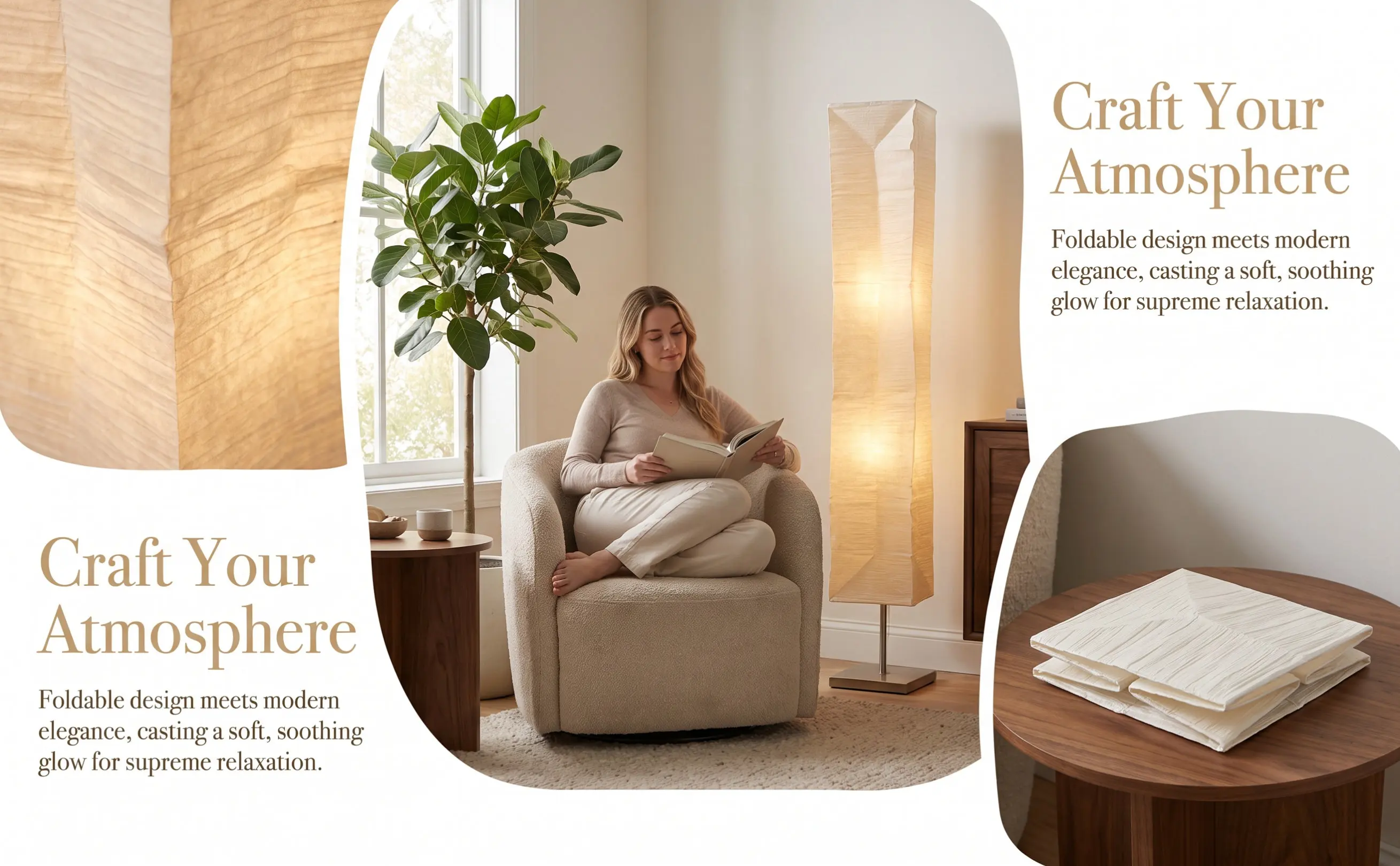 Paper Floor Lamp Shade Replacement Easy Install Foldable Lightweight Soft Illumination Lampshade for Modern Home Lighting Decor