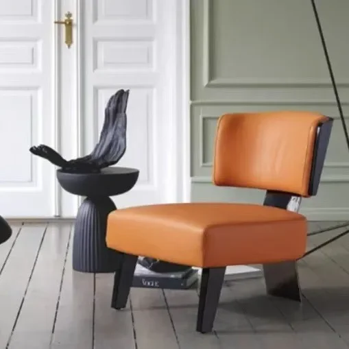 

A Minimalist Living Room Lounge Accent Chair Metal Stainless Steel Frame With Fabric Cushion Leisure Single Sofa Chair