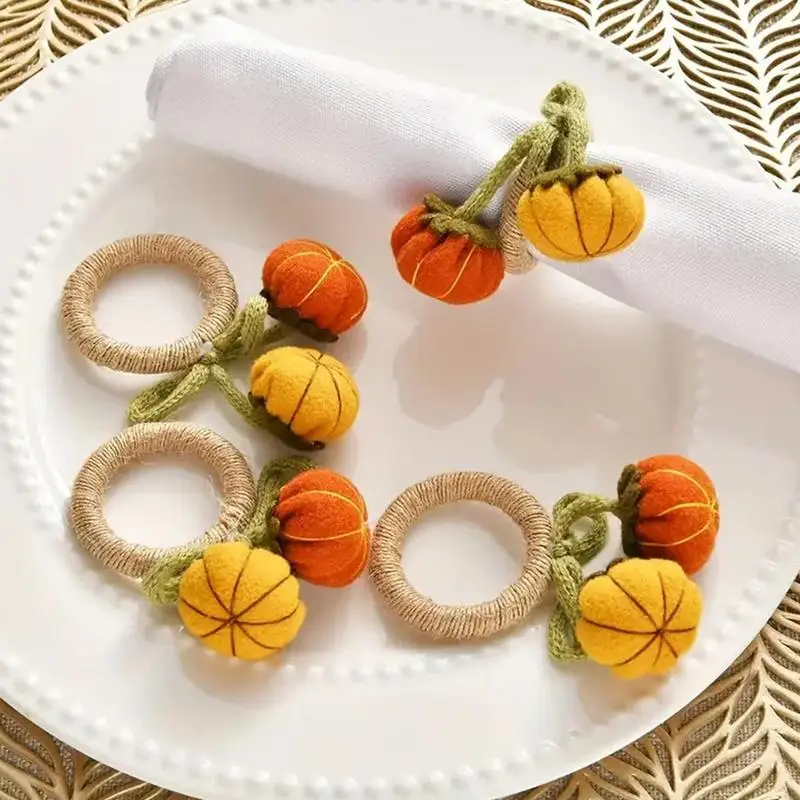 Pumpkin Napkin Rings Set Of 6 Crochet Pumpkins Napkin Ring For Party Fall Napkin Rings Set Of 6 For Dinner Wedding Holiday