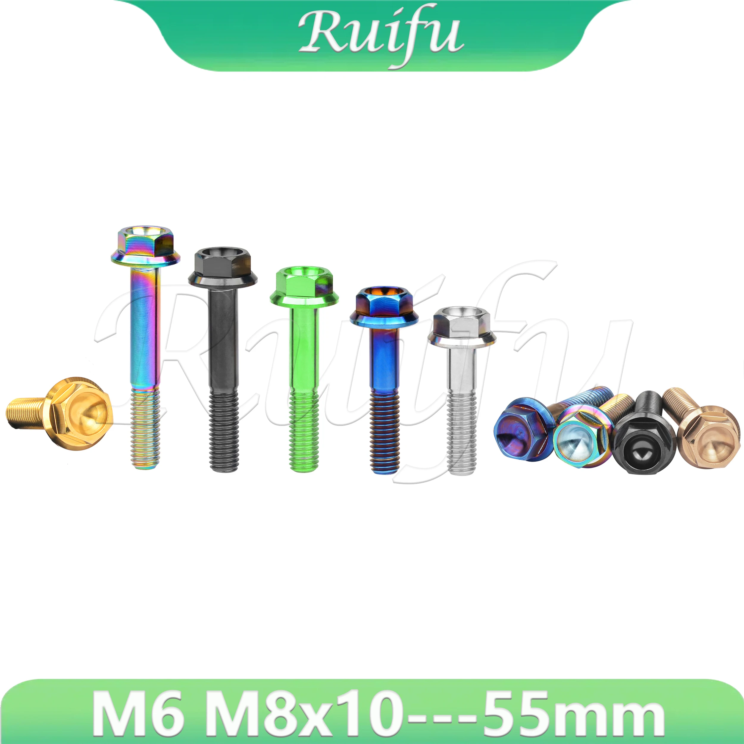 Ruifu Titanium Bolt  Motorcycle Modified Titanium Screws M6 M8x10/15/20/25/30/35/40/45/50/55mm Flange Head DIN6921