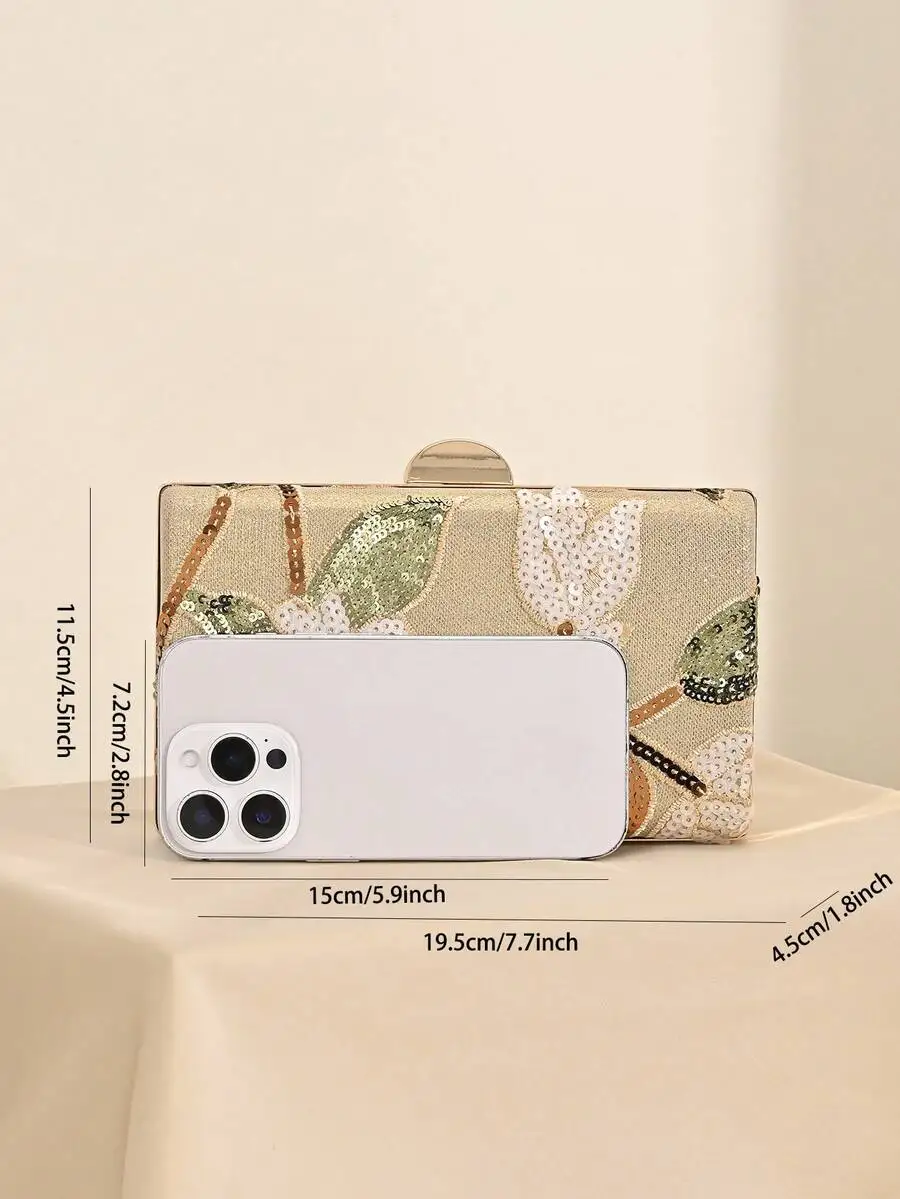 Elegant Sequin Embroidered Clutch Bag For Evening Party Wedding Prom Gala