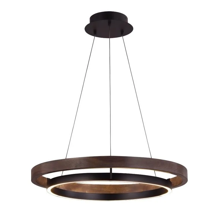 Nordic Antique Chandelier with Wood Grain Color Living Room and Dining Room Circular Ring