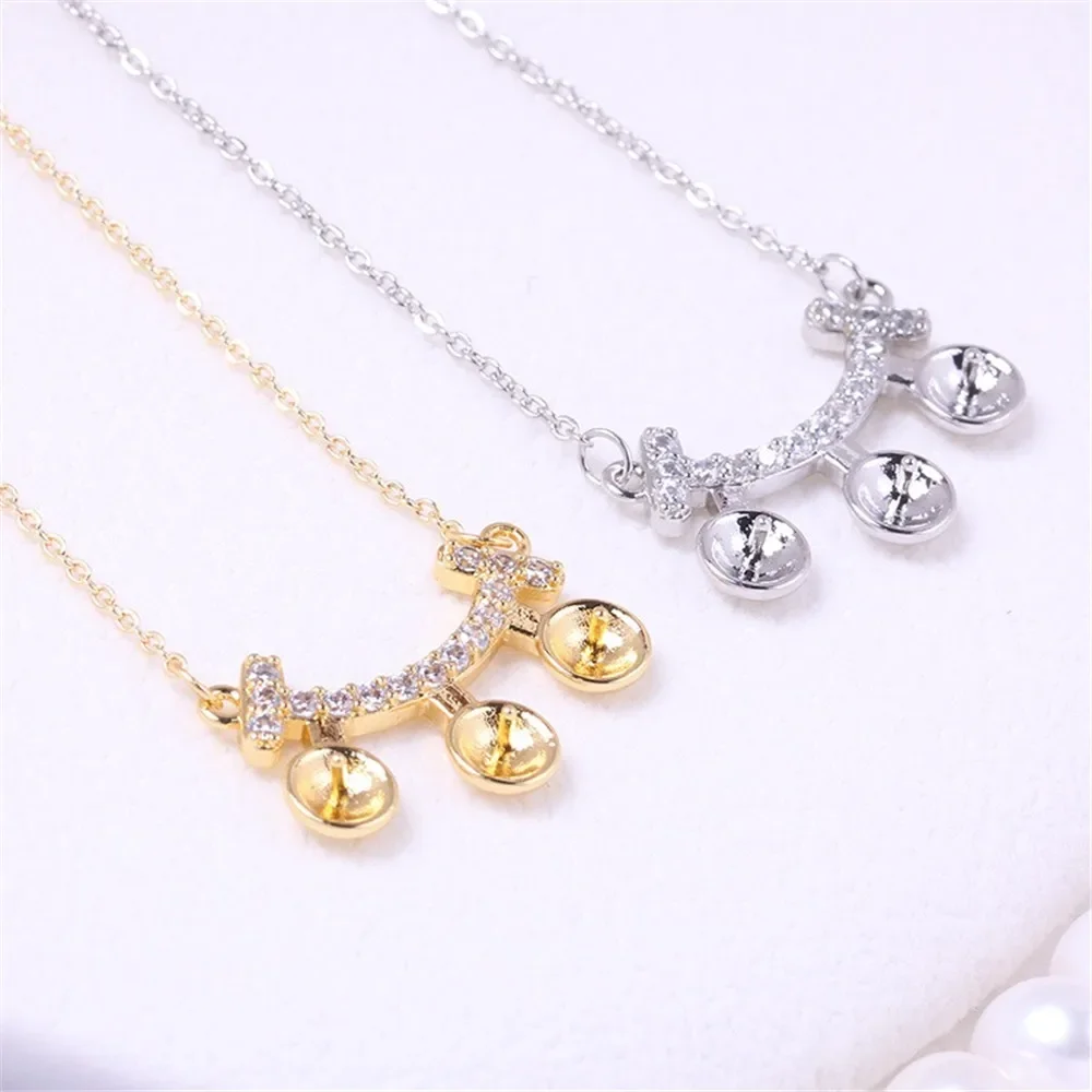 

18K Gold Plated Pearl Chain Set, DIY Jewelry Making Supplies, Blank Pendant Bases for Handmade Accessories, No Pearl